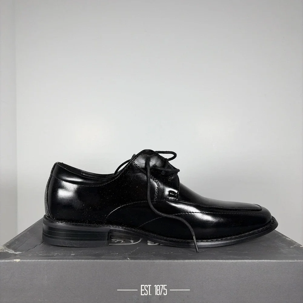 Size 7 Stacy Adams Drake Black Leather‎ 20130 Dress Shoes